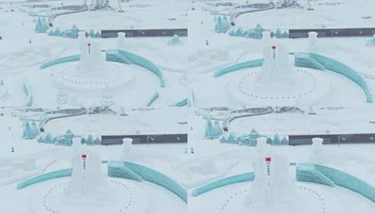 中国航天冰雕空镜高清在线视频素材下载