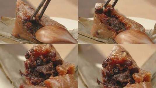 桂花蜜枣粽子扒开素材高清在线视频素材下载