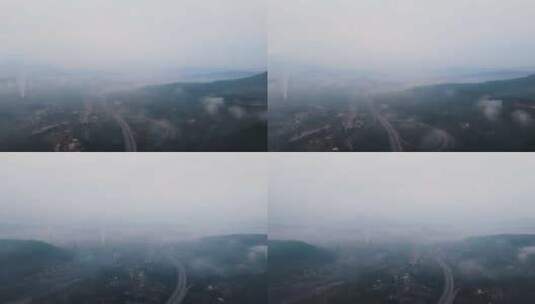 小镇迷雾清晨高清在线视频素材下载
