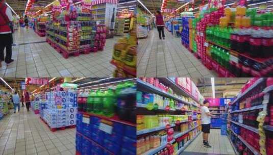 超市摆放的零食饮料食品展示空镜头高清在线视频素材下载