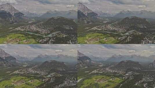 班夫AB加拿大航空v41无人机天桥森林山高清在线视频素材下载
