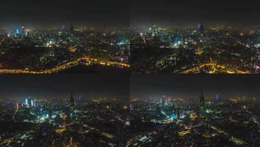 南京_城市建筑群夜景航拍005高清在线视频素材下载