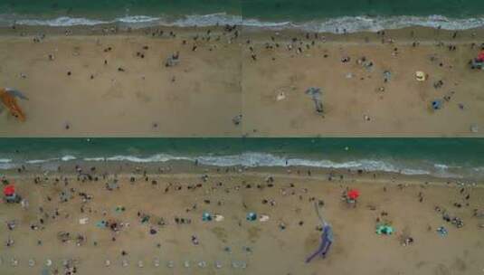 航拍阴天时的深圳大梅沙公园沙滩高清在线视频素材下载