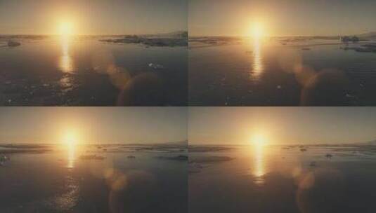 日落南极洲无人机飞行高清在线视频素材下载