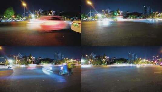 城市马路十字路口车流延时摄影高清在线视频素材下载