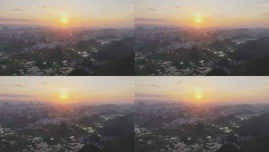 广西桂林喀斯特地貌夕阳高清在线视频素材下载
