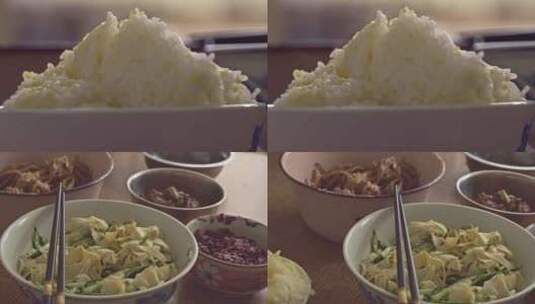 大米小米饭菜肴4K视频素材高清在线视频素材下载