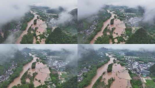 桂林阳朔暴雨漓江遇龙河河水暴涨高清在线视频素材下载