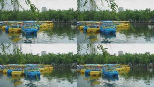 公园游船翠湖划船阴天3701高清在线视频素材下载