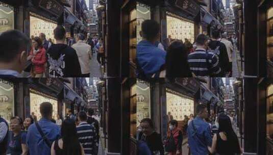 上海豫园城隍庙步行街行人高清在线视频素材下载