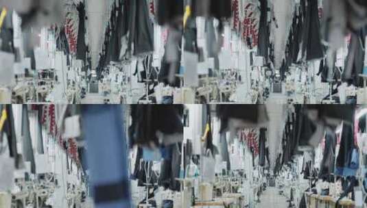 服装厂制衣吊挂流水线高清在线视频素材下载