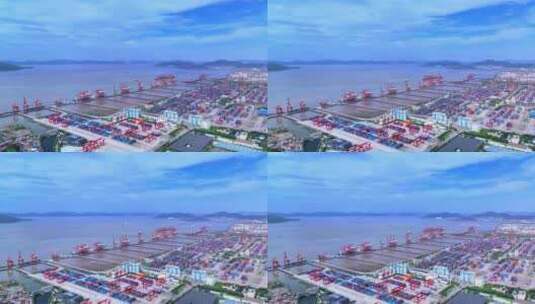 航拍宁波北仑港延时高清在线视频素材下载