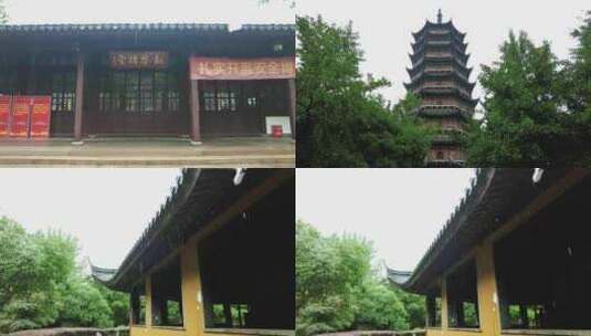 寺庙下雨素材苏州北寺塔实拍高清在线视频素材下载