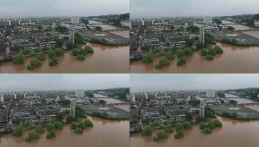 2024年6月下旬黄山市暴雨后洪水来袭高清在线视频素材下载