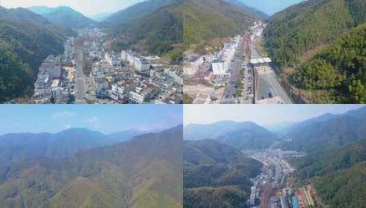 安徽省黄山风景区汤口镇大山航拍延时摄影风高清在线视频素材下载