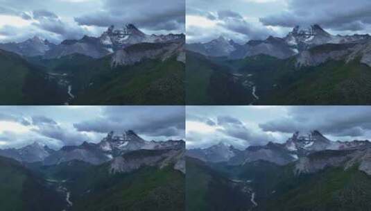 航拍中国四川甘孜稻城亚丁风景区雪山风光高清在线视频素材下载