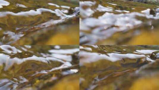 河边流水河流河水小溪山泉泉水水流唯美升格高清在线视频素材下载