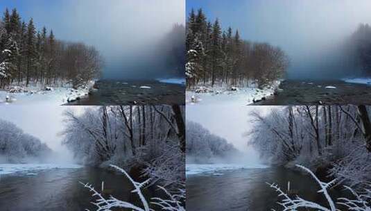 冬季河流唯美冰雪美景高清在线视频素材下载