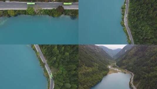 九寨沟 湖泊公路 森林 唯美 川西 风光高清在线视频素材下载