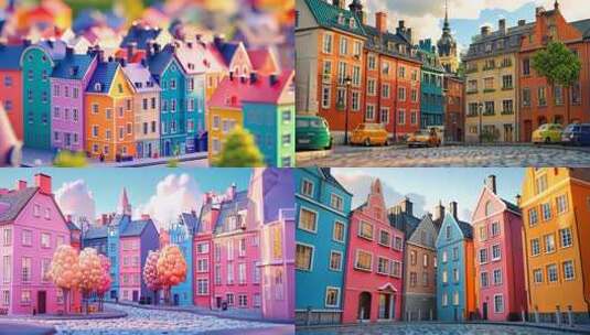 各种风格浪漫北欧丹麦风光 微缩彩色童话高清在线视频素材下载