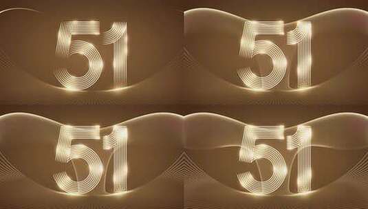 金色51劳动节数字特效画面高清在线视频素材下载