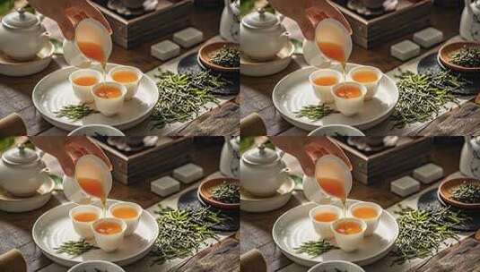 餐饮文化茶道倒茶品茶传统文化茶艺表演高清在线视频素材下载