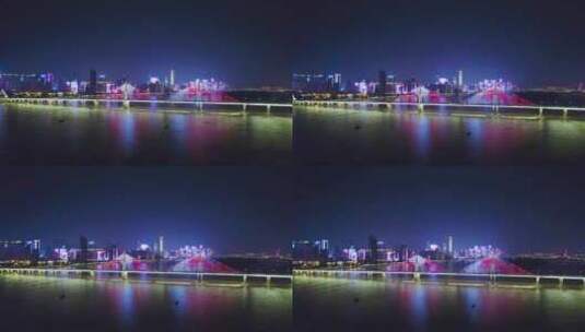 湖南长沙市银盆岭夜景4k航拍高清在线视频素材下载