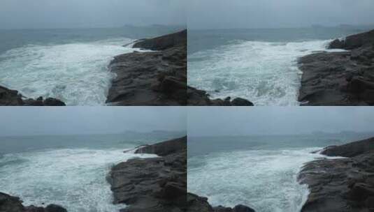海浪冲击着岩石海岸高清在线视频素材下载