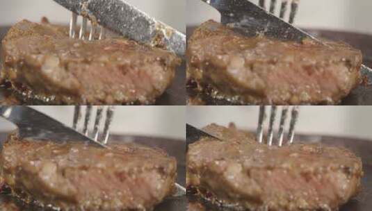 西餐厅餐饮菲力牛排煎牛排汁水高清在线视频素材下载