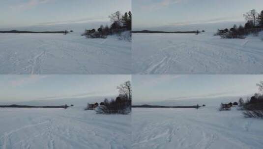 航拍田野雪景高清在线视频素材下载