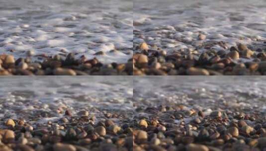 海浪拍打鹅卵石高清在线视频素材下载