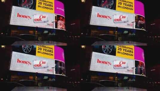 夜间城市街道的广告牌高清在线视频素材下载