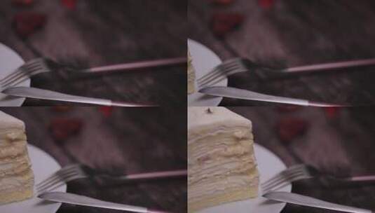 榴莲千层蛋糕生日蛋糕高清在线视频素材下载