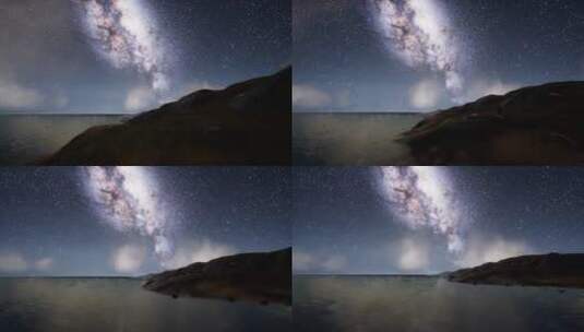 热带岛屿上空的银河系高清在线视频素材下载