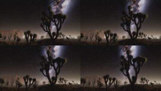 沙漠上空的银河系星光下闪烁延时高清在线视频素材下载