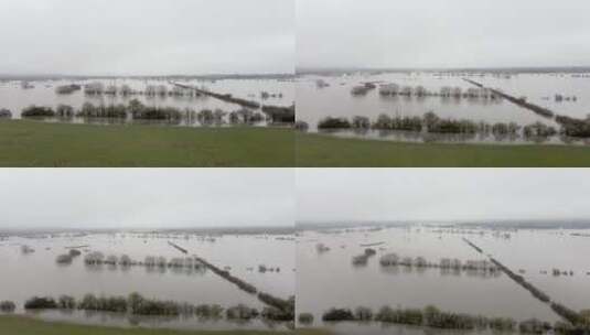 农村大面积洪水泛滥高清在线视频素材下载