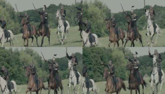 电影中骑士骑马战斗高清在线视频素材下载