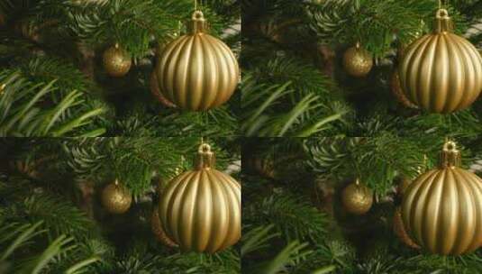 圣诞树金色装饰高清在线视频素材下载
