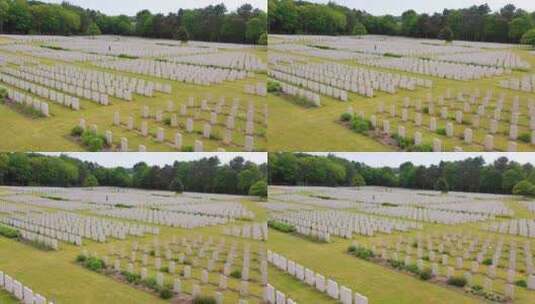 航拍埃塔普斯法国二战公墓军事墓地高清在线视频素材下载