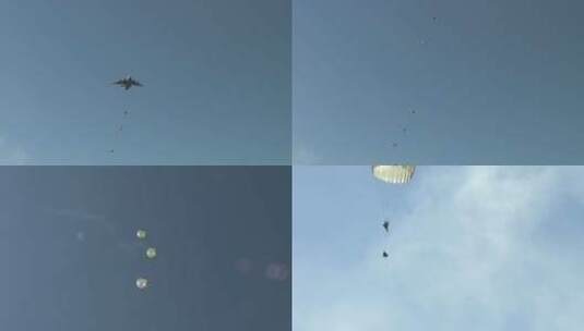 伞兵从C17 4跳伞到地面高清在线视频素材下载