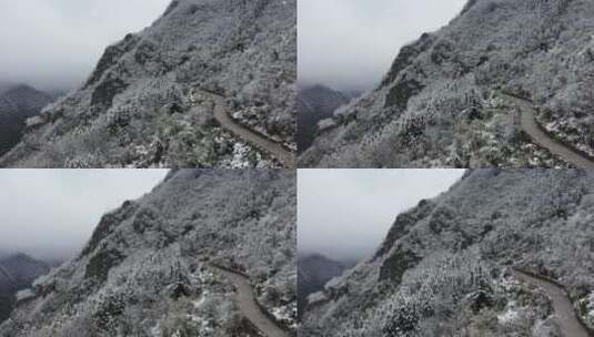 航拍重庆大巴山冬季雪山冰雪风光雪景高清在线视频素材下载