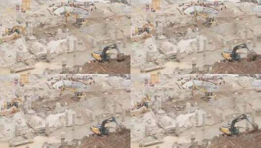 工地上的挖掘机高清在线视频素材下载