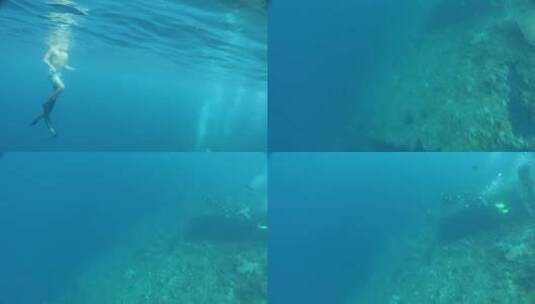 巴厘岛真船自由潜拍摄高清在线视频素材下载