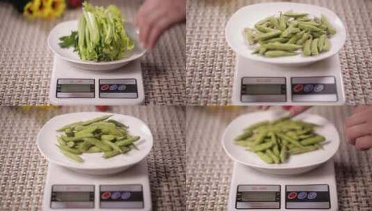 【镜头合集】厨房秤精准计量营养搭配高清在线视频素材下载