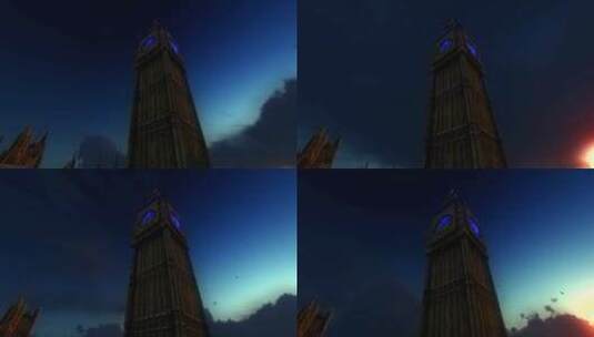 在日落时爬上大本钟塔高清在线视频素材下载