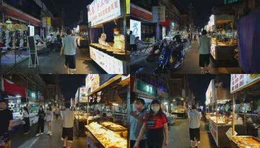 广西南宁中山路美食街夜市烧烤摊夜生活街景高清在线视频素材下载