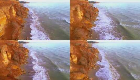 有岩石和海滩的山高清在线视频素材下载