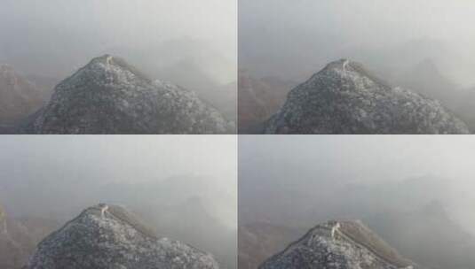 北京箭扣长城冬季雾凇云海震撼景观高清在线视频素材下载