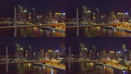 重庆千厮门大桥航拍高清在线视频素材下载