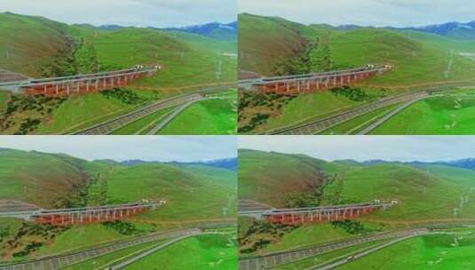 念青唐古拉京藏高速航拍高清在线视频素材下载